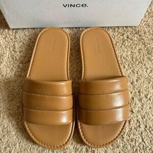 Vince Women's Leather Flat Sandals, Tan
